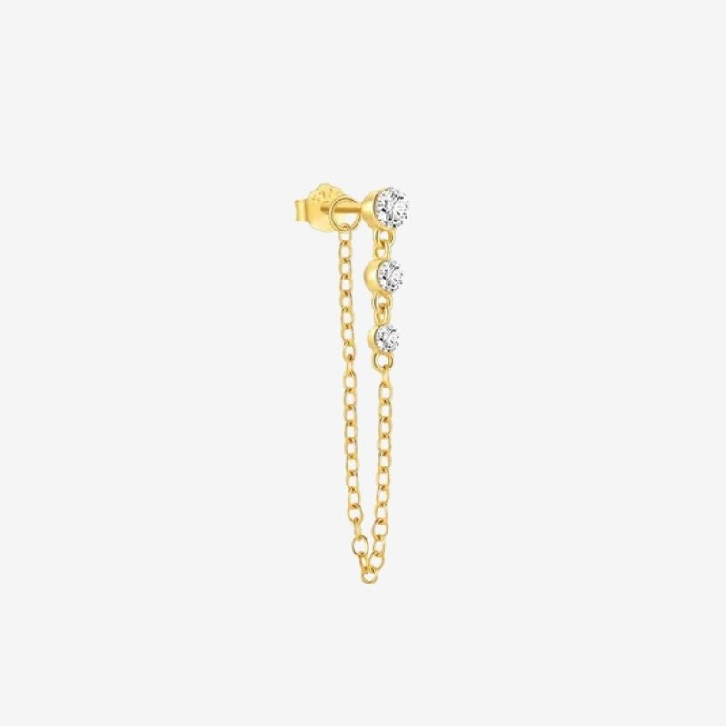 Boucle D’oreille Chaine Trio De Pierres Brillantes Image