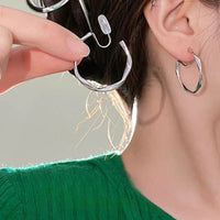 Boucle D'oreille Clip Femme Argentée Contemporaine