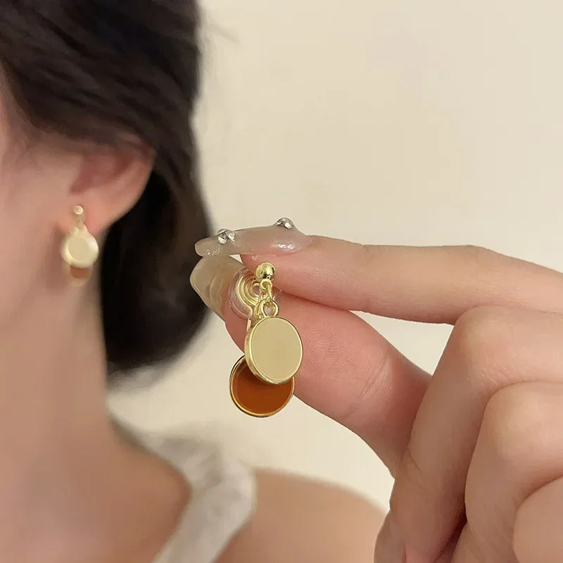 Boucle D'oreille Clip Femme Cercle Duo