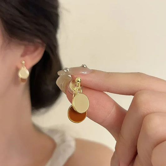 Boucle D'oreille Clip Femme Cercle Duo