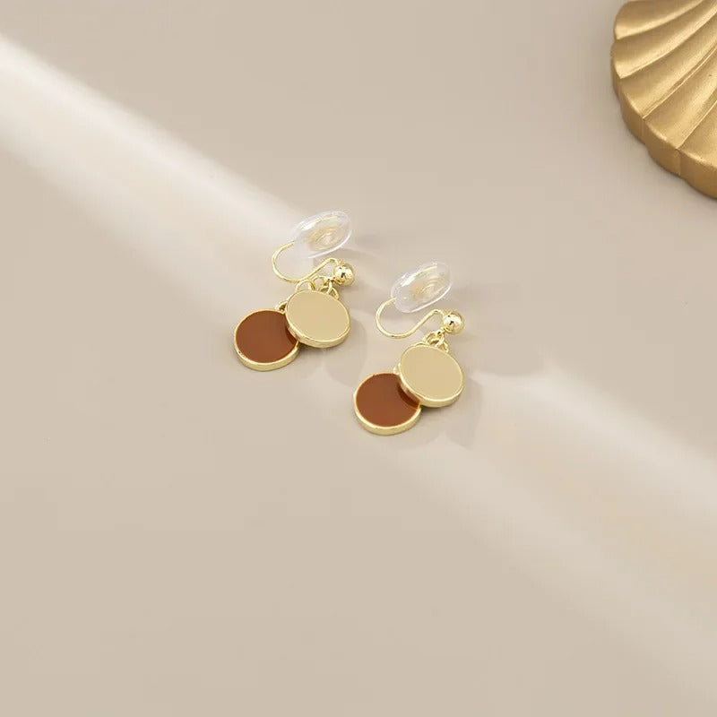 Boucle D'oreille Clip Femme Cercle Duo