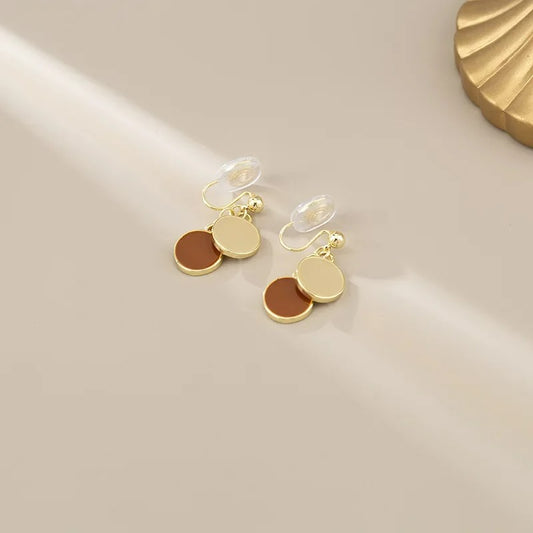 Boucle D'oreille Clip Femme Cercle Duo