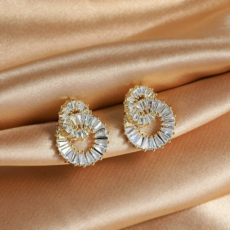 Boucle D'oreille Clip Femme Cercles Dorés Zircon