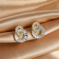 Boucle D'oreille Clip Femme Cercles Dorés Zircon