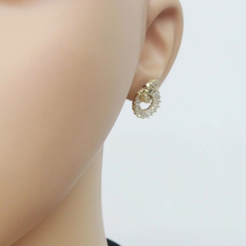 Boucle D'oreille Clip Femme Cercles Dorés Zircon