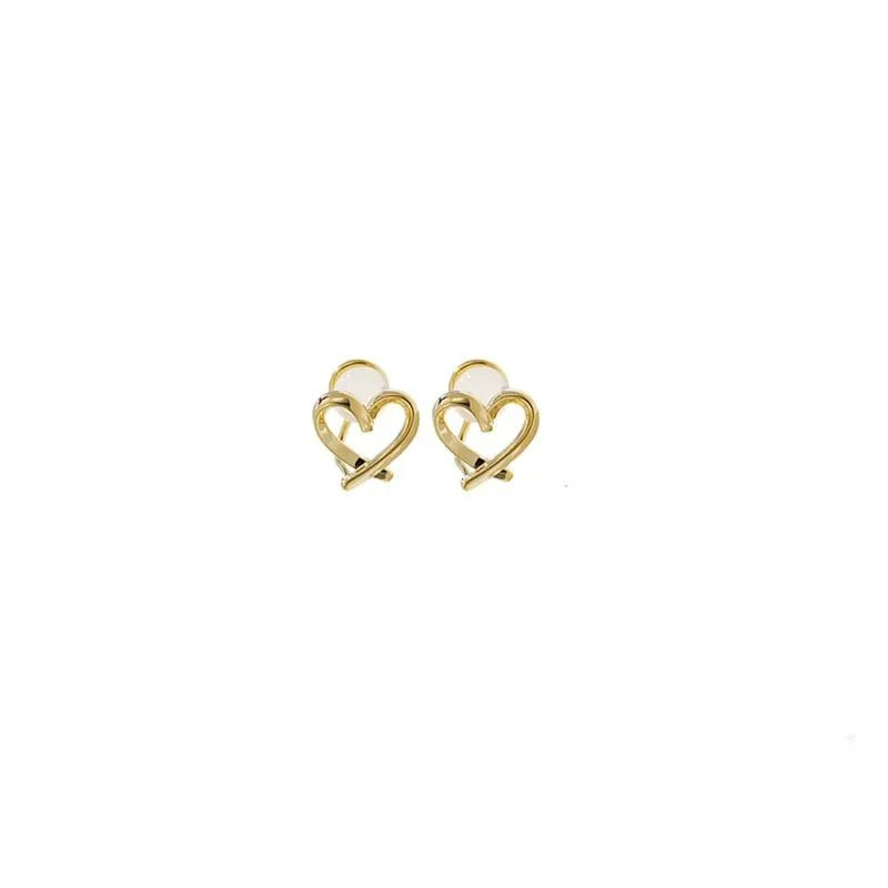Boucle D'oreille Clip Femme Cœur Doré Minimaliste