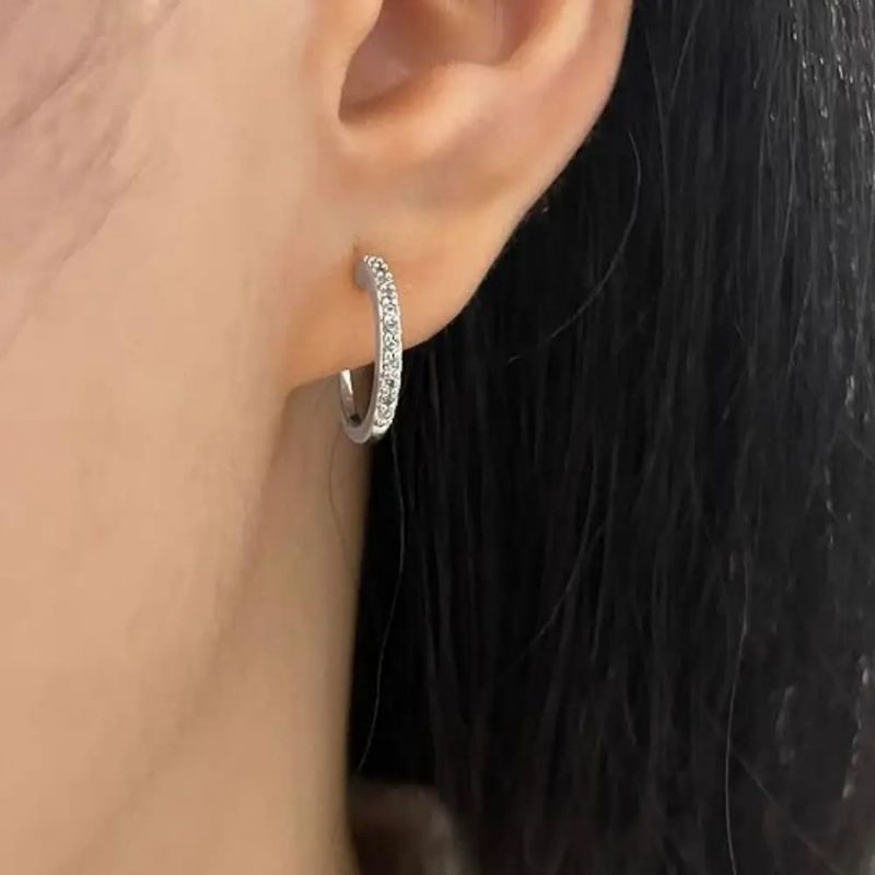 Boucle D'oreille Clip Femme Créole Argentée Strass