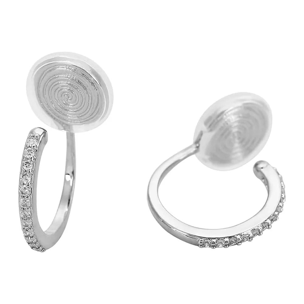 Boucle D'oreille Clip Femme Créole Argentée Strass