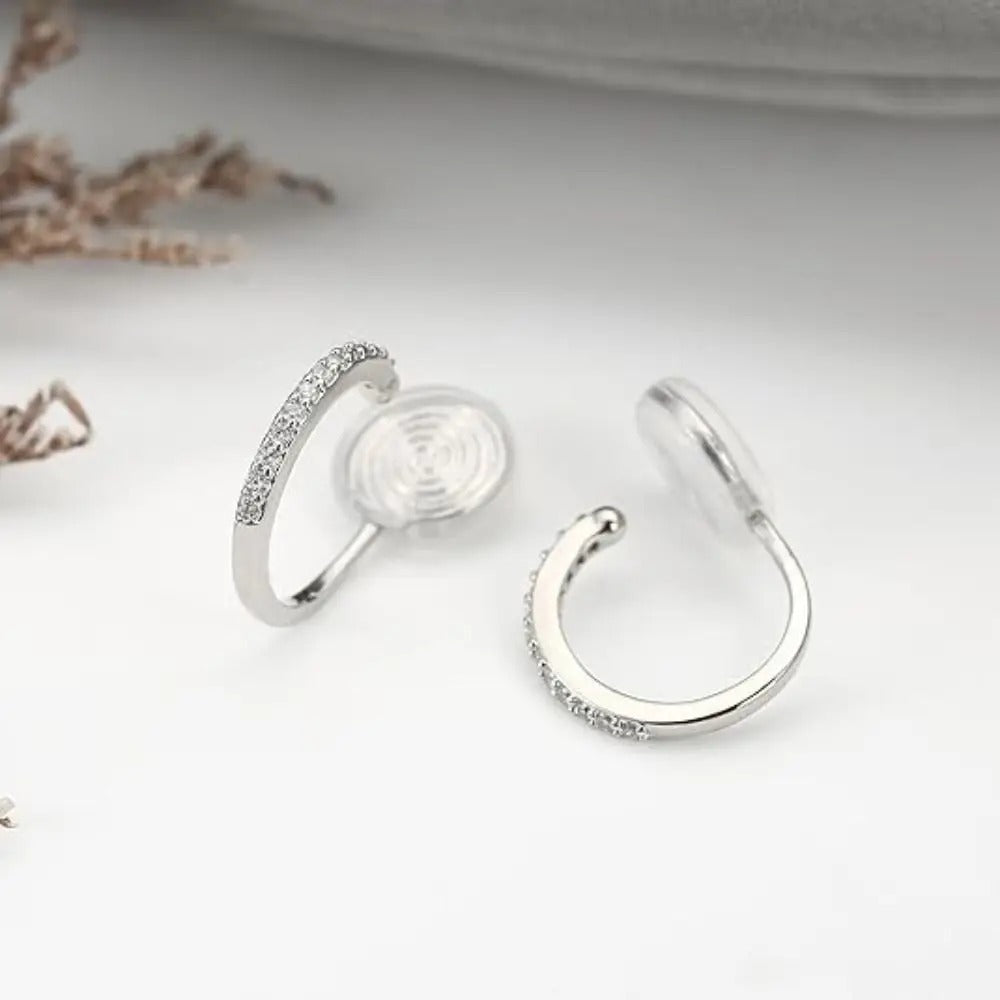 Boucle D'oreille Clip Femme Créole Argentée Strass Image