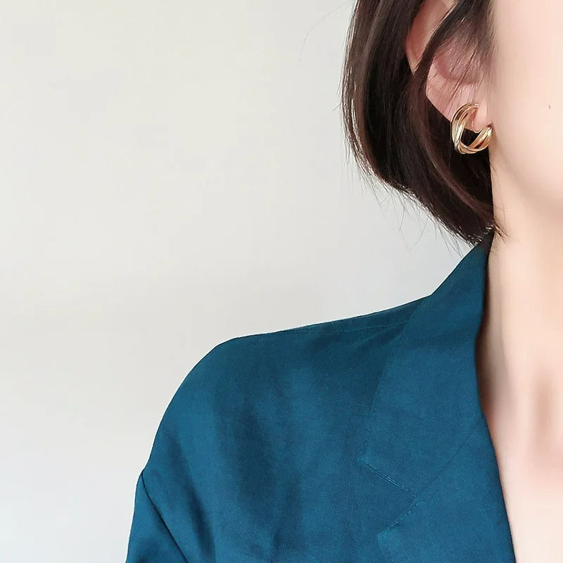 Boucle D'oreille Clip Femme Croisée Chic