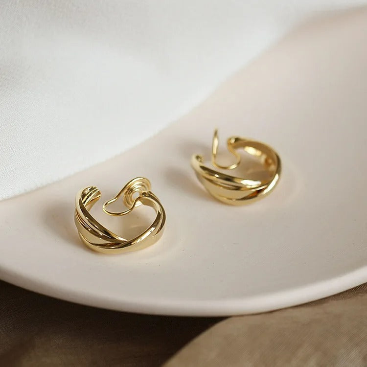 Boucle D'oreille Clip Femme Croisée Chic