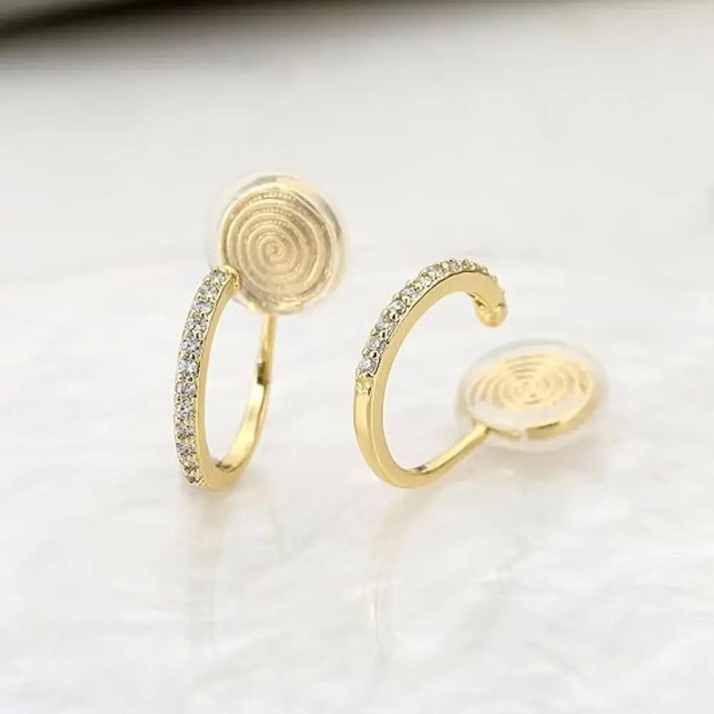 Boucle D'oreille Clip Femme Doré Brillante