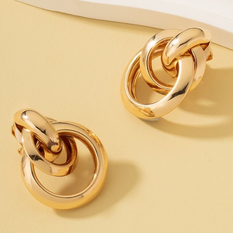 Boucle D'oreille Clip Femme Doré Graphique