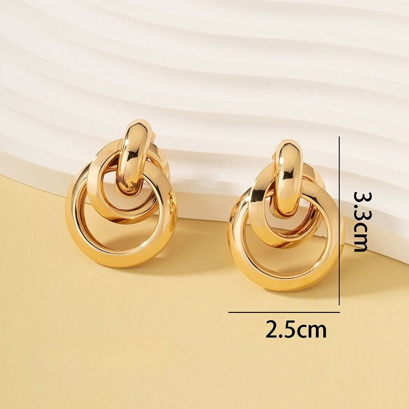 Boucle D'oreille Clip Femme Doré Graphique