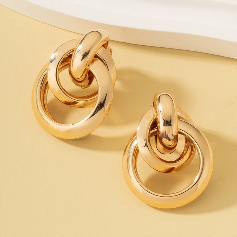 Boucle D'oreille Clip Femme Doré Graphique