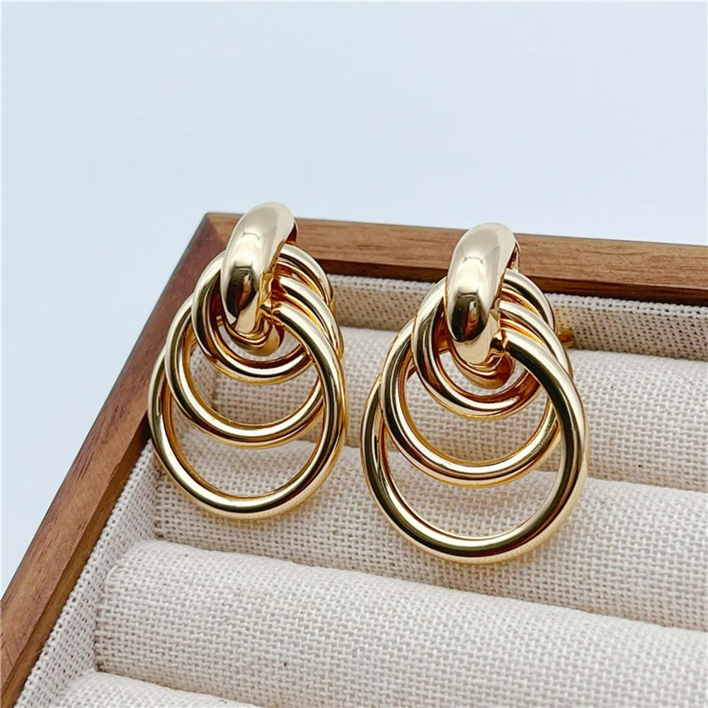 Boucle D'oreille Clip Femme Doré Graphique