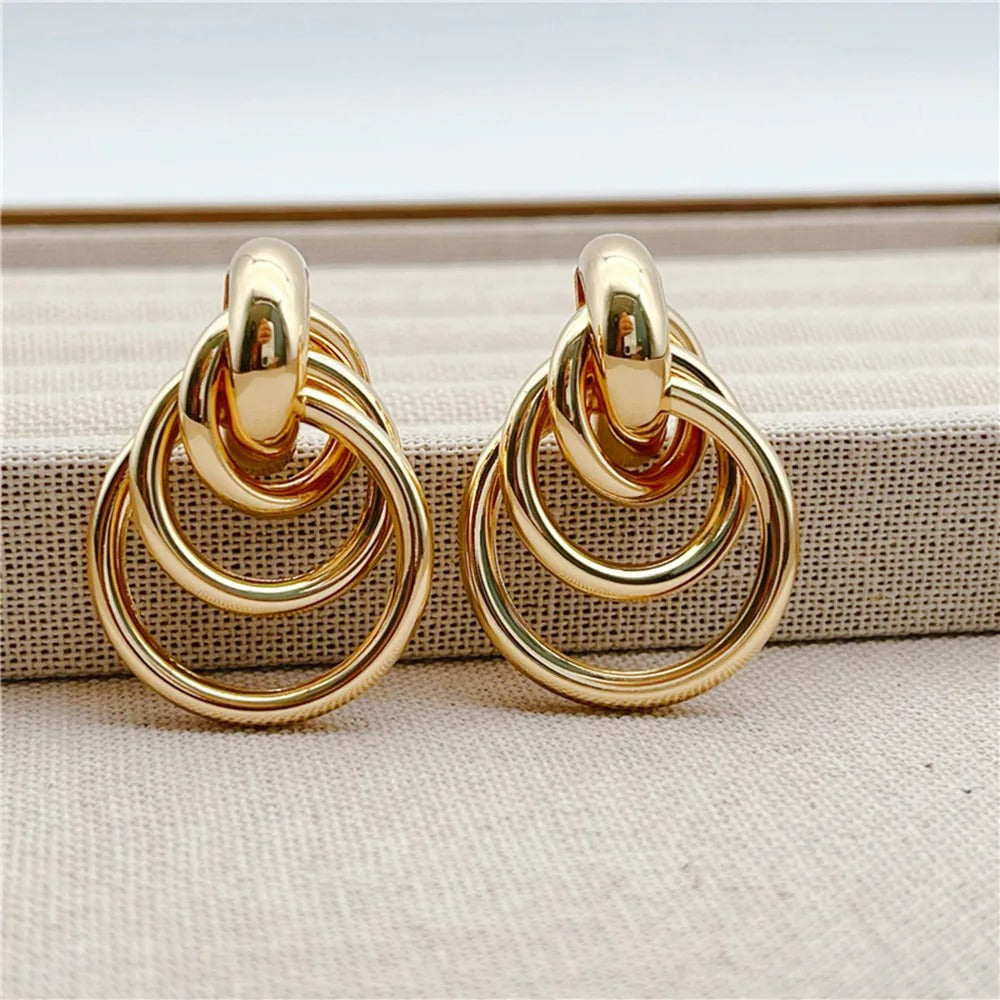 Boucle D'oreille Clip Femme Doré Graphique