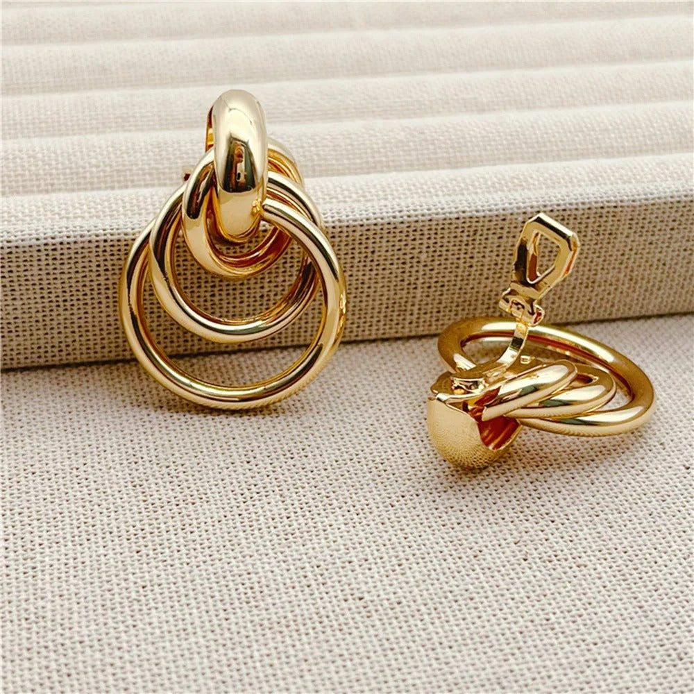 Boucle D'oreille Clip Femme Doré Graphique