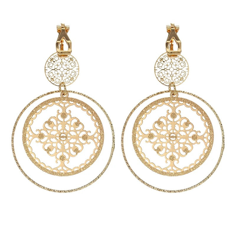 Boucle D'oreille Clip Femme Ajourée Élégance Orientale