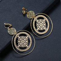 Boucle D'oreille Clip Femme Ajourée Élégance Orientale