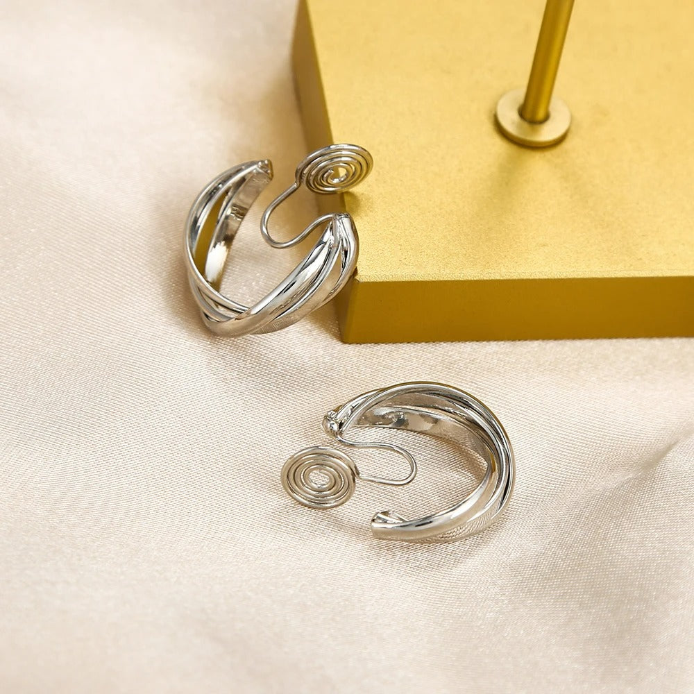 Boucle D'Oreille Clip Femme Élégance Torsadée