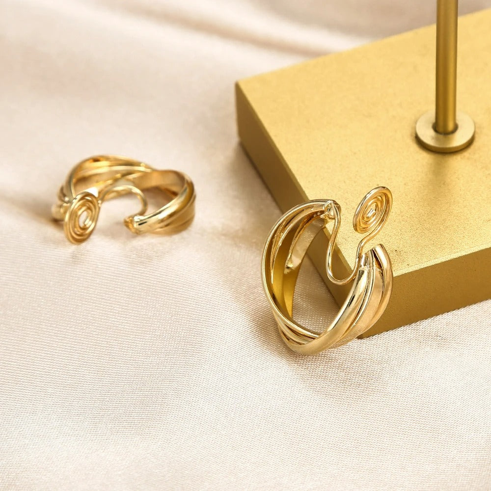 Boucle D'Oreille Clip Femme Élégance Torsadée