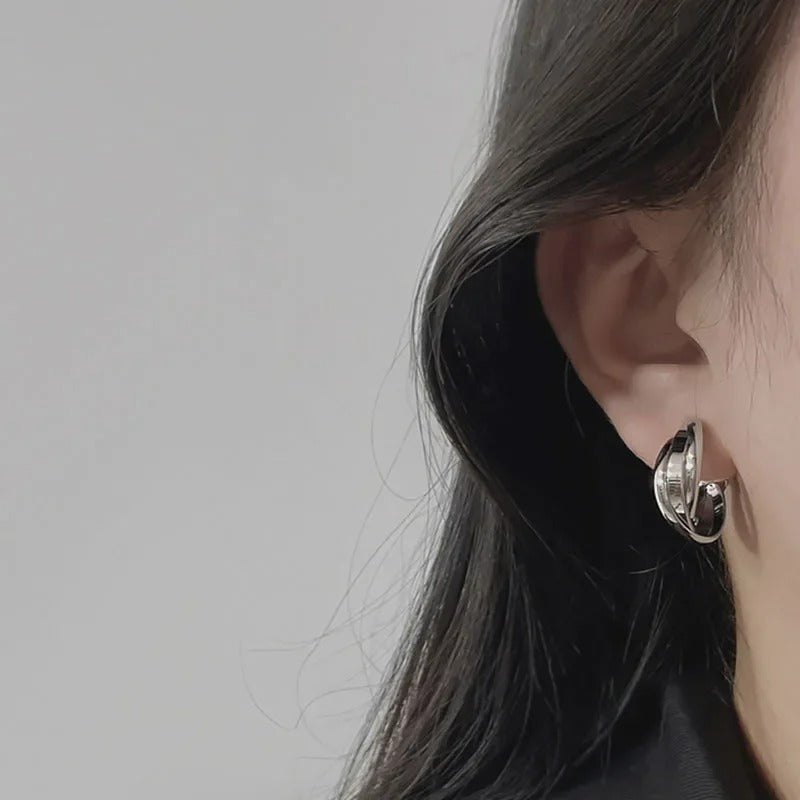 Boucle D'Oreille Clip Femme Élégance Torsadée