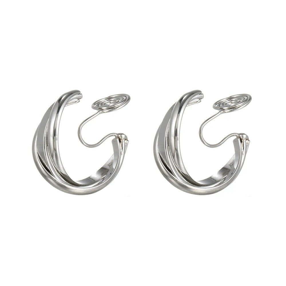 Boucle D'Oreille Clip Femme Élégance Torsadée