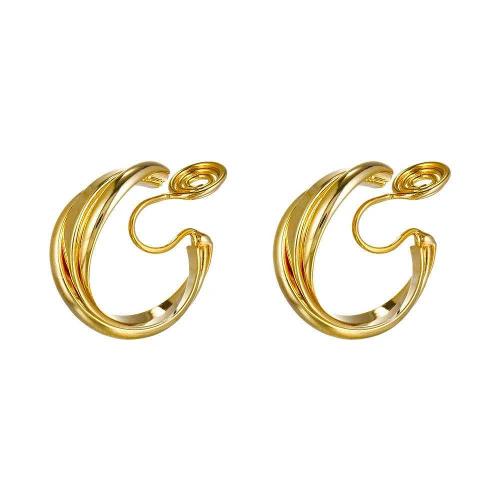 Boucle D'Oreille Clip Femme Élégance Torsadée