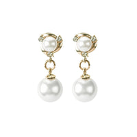 Boucle D'oreille Clip Femme Élégante Perle Blanche