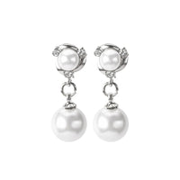 Boucle D'oreille Clip Femme Élégante Perle Blanche