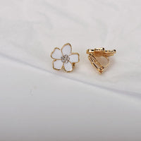 Boucle D'oreille Clip Femme Fleur Émaillée