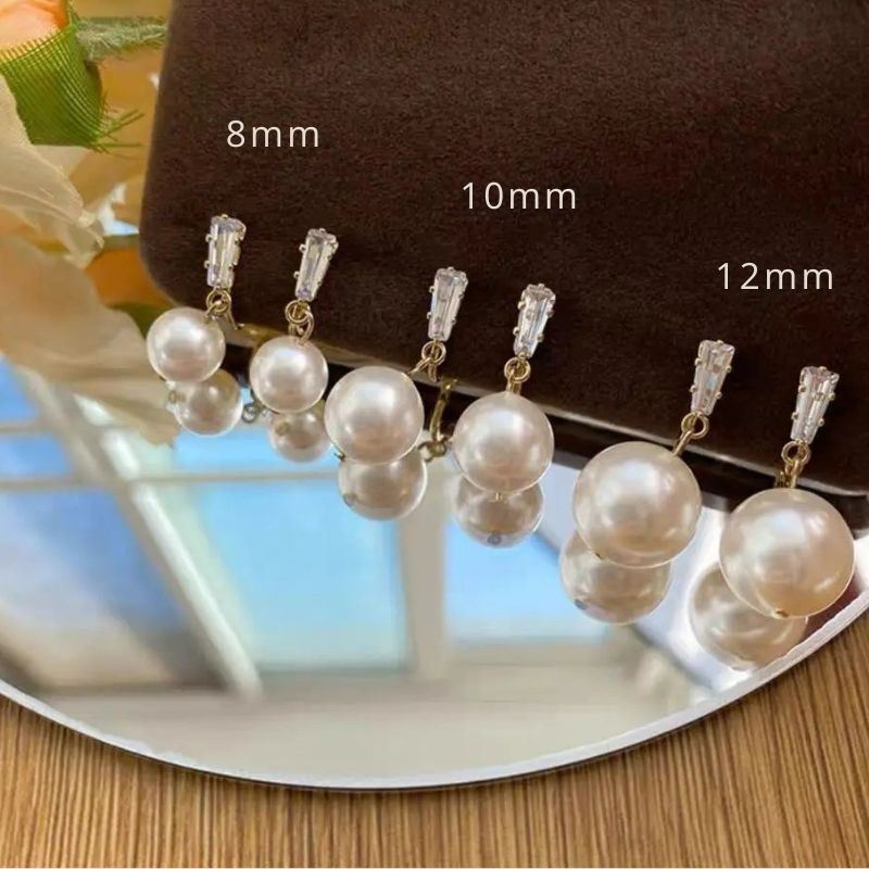 Boucle D'oreille Clip Femme Goutte Perle Blanche