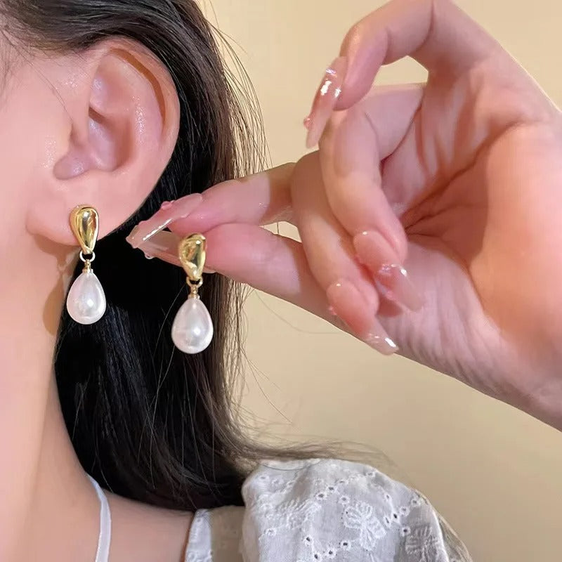 Boucle D’oreille Clip Femme Goutte Perle Élégante