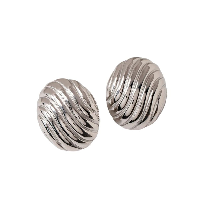 Boucle D'oreille Clip Femme Ondulé Acier Inoxydable