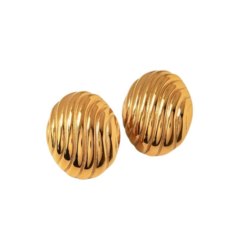 Boucle D'oreille Clip Femme Ondulé Acier Inoxydable