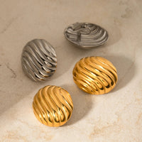 Boucle D'oreille Clip Femme Ondulé Acier Inoxydable