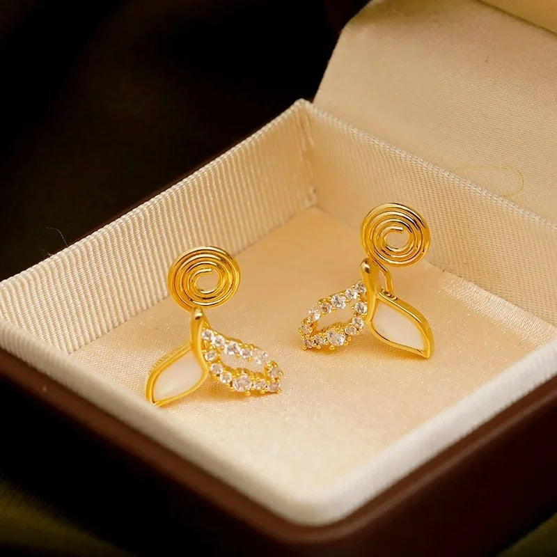 Boucle D'oreille Clip Femme Queue Marine Dorée