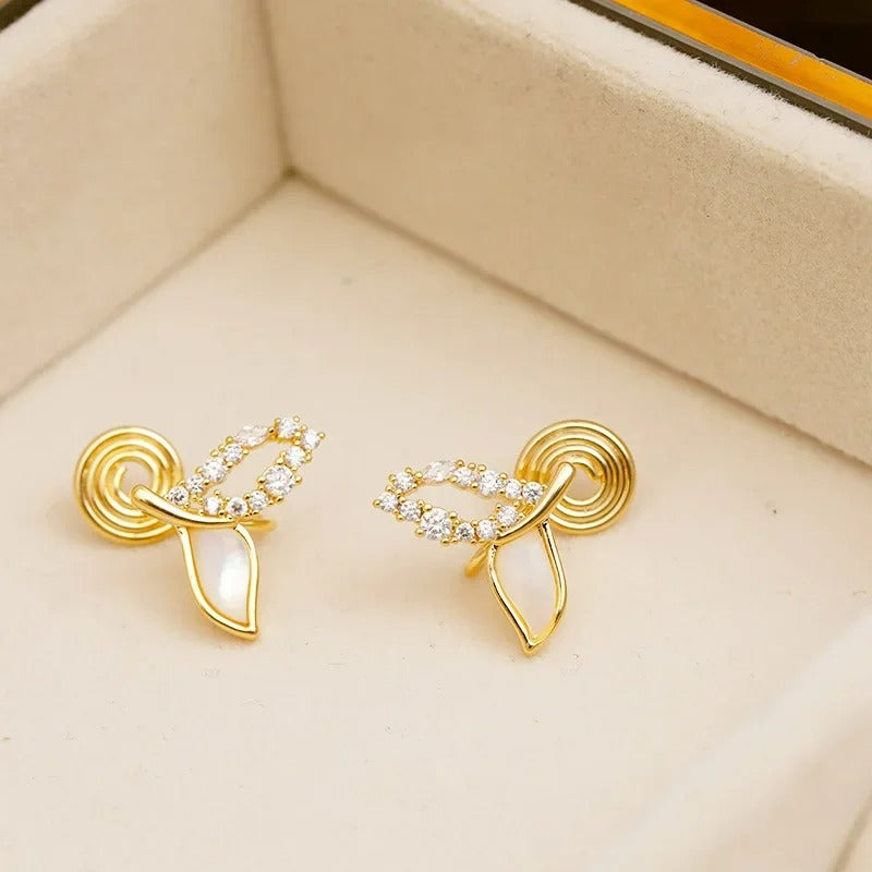 Boucle D'oreille Clip Femme Queue Marine Dorée