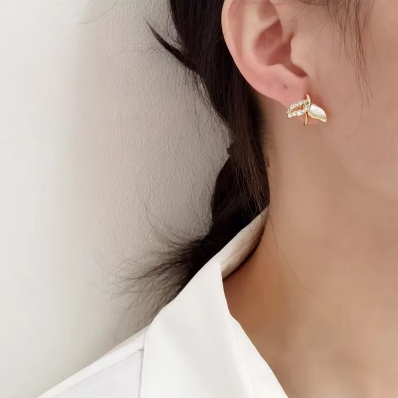 Boucle D'oreille Clip Femme Queue Marine Dorée