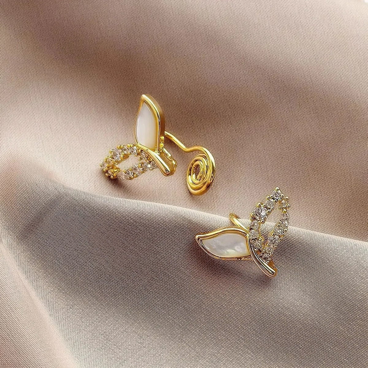 Boucle D'oreille Clip Femme Queue Marine Dorée