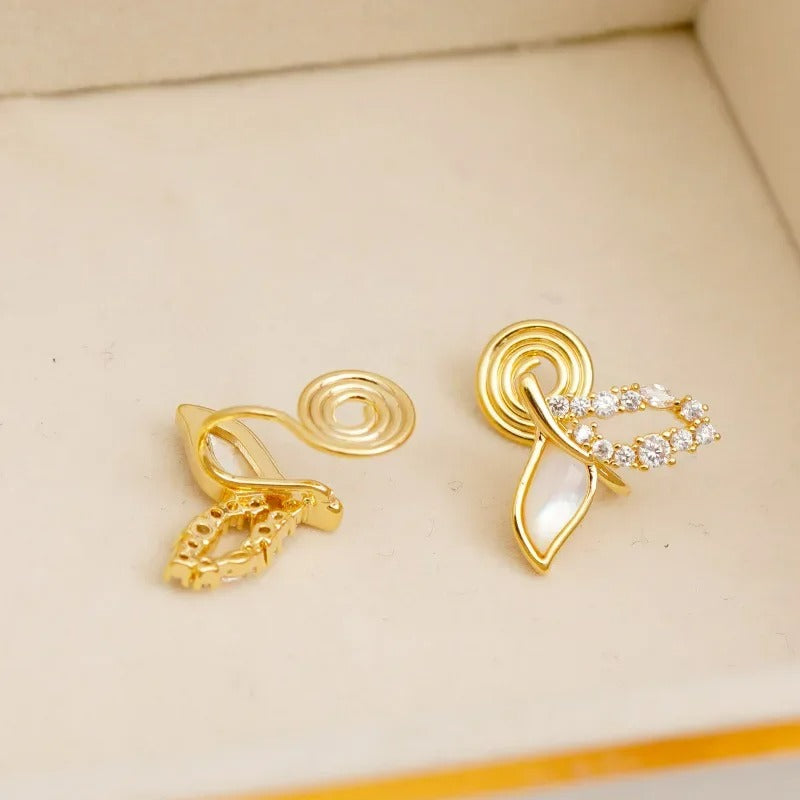 Boucle D'oreille Clip Femme Queue Marine Dorée