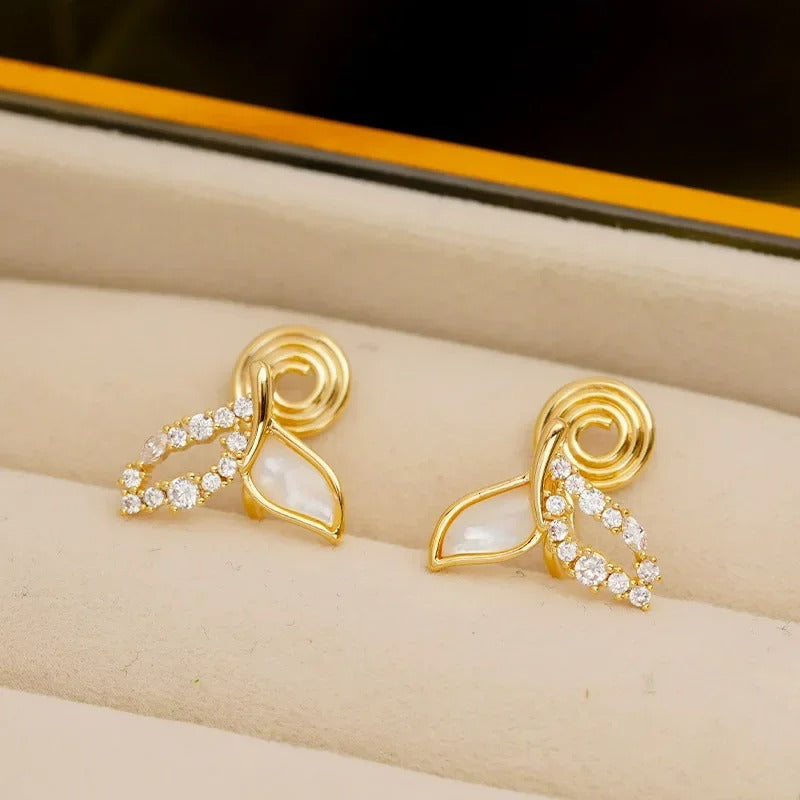 Boucle D'oreille Clip Femme Queue Marine Dorée