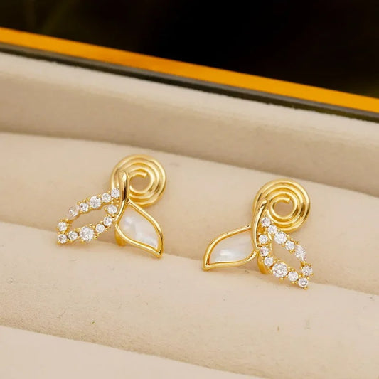 Boucle D'oreille Clip Femme Queue Marine Dorée