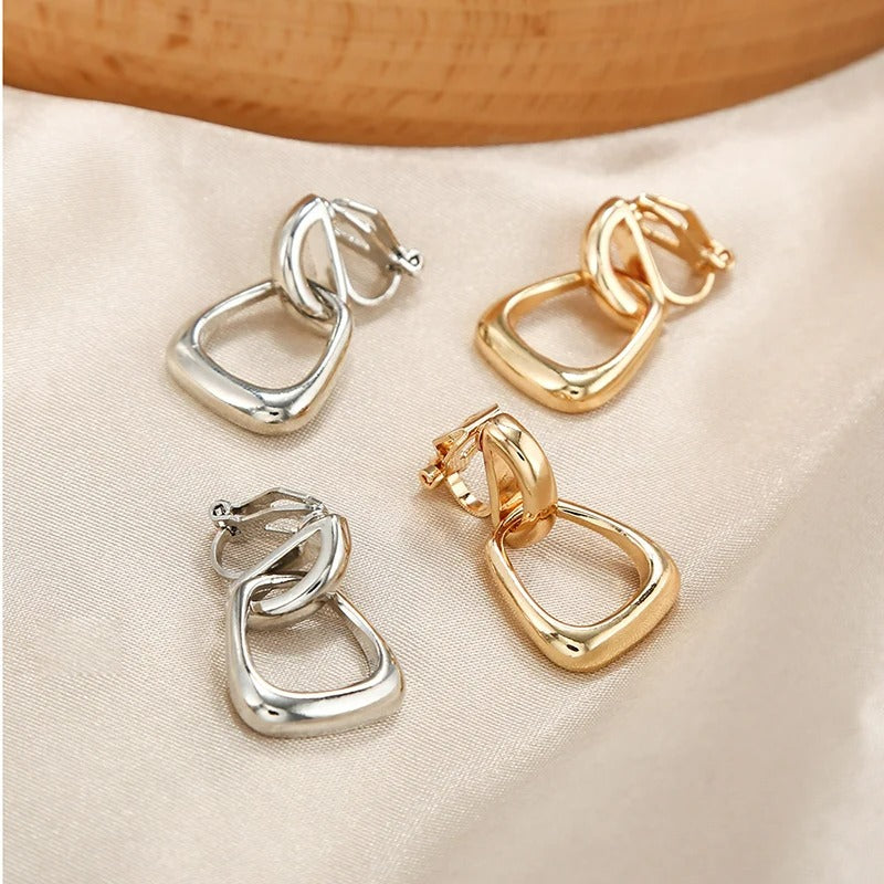 Boucle D'oreille Clip Femme Triangle Sculpté Chic