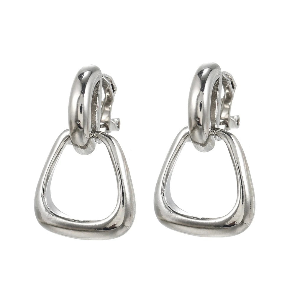 Boucle D'oreille Clip Femme Triangle Sculpté Chic
