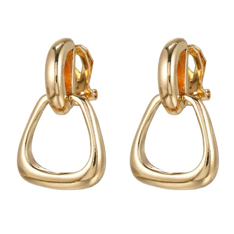 Boucle D'oreille Clip Femme Triangle Sculpté Chic