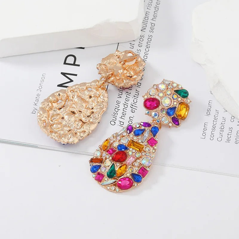 Boucle D'oreille Clip Femme Vintage colorée