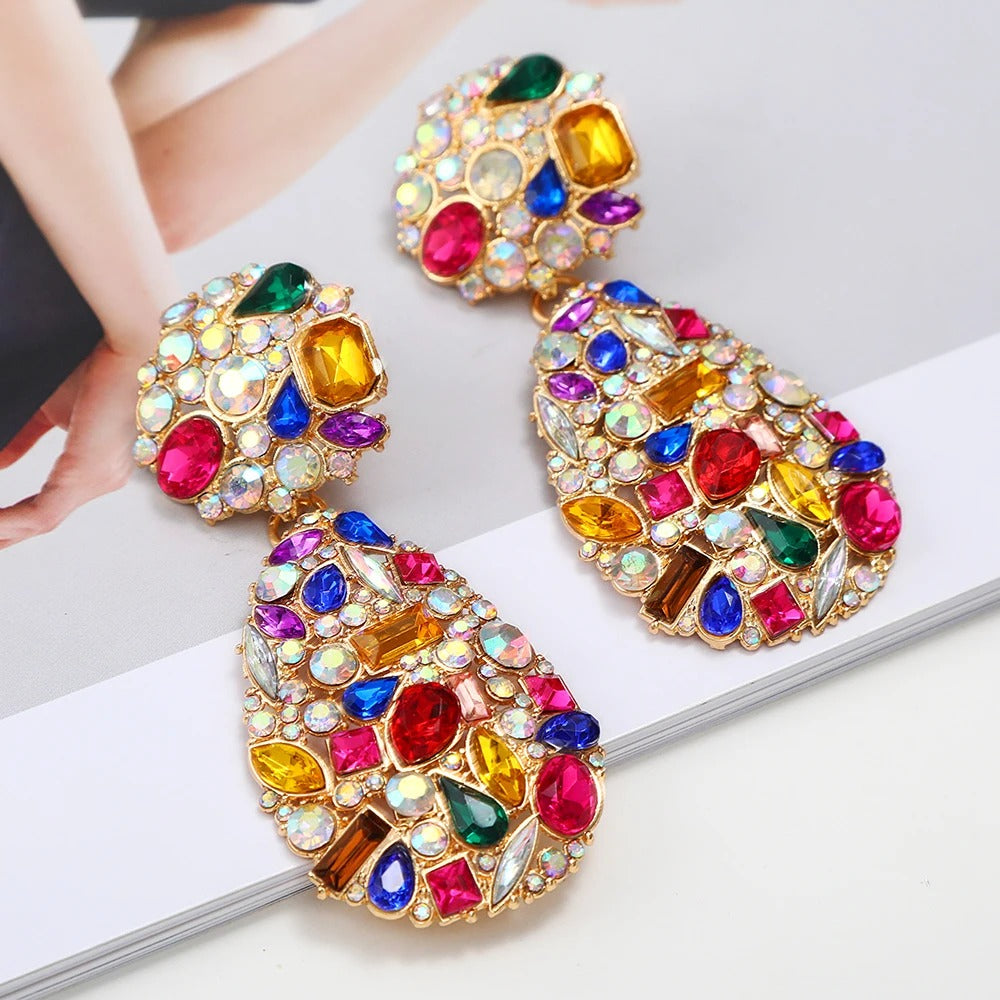Boucle D'oreille Clip Femme Vintage colorée