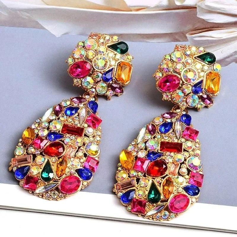 Boucle D'oreille Clip Femme Vintage colorée